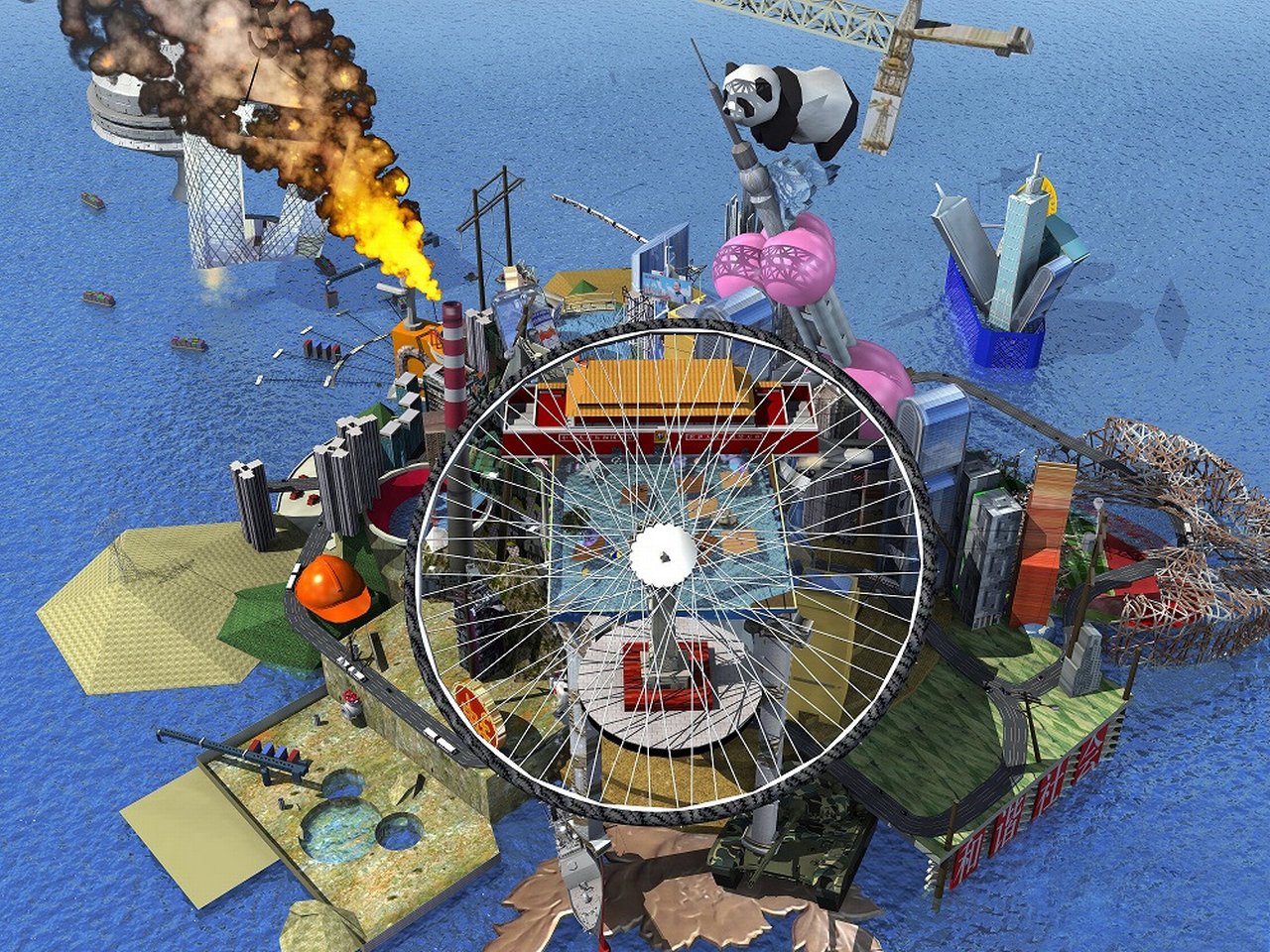 Cao Fei (SL-Avatar: China Tracy), RMB City: A Second Life City Planning, 2007.