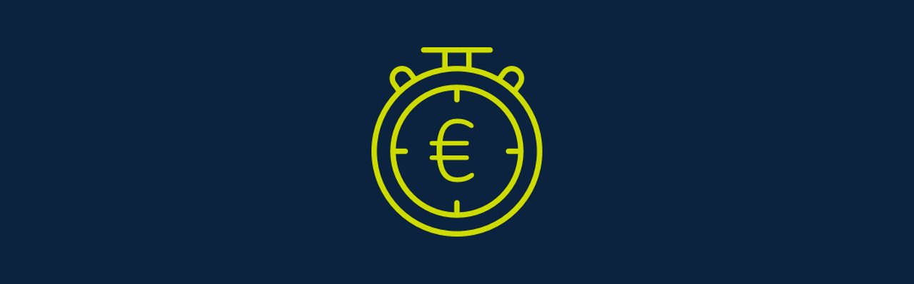 Symbol einer Stoppuhr mit Euro-Zeichen
