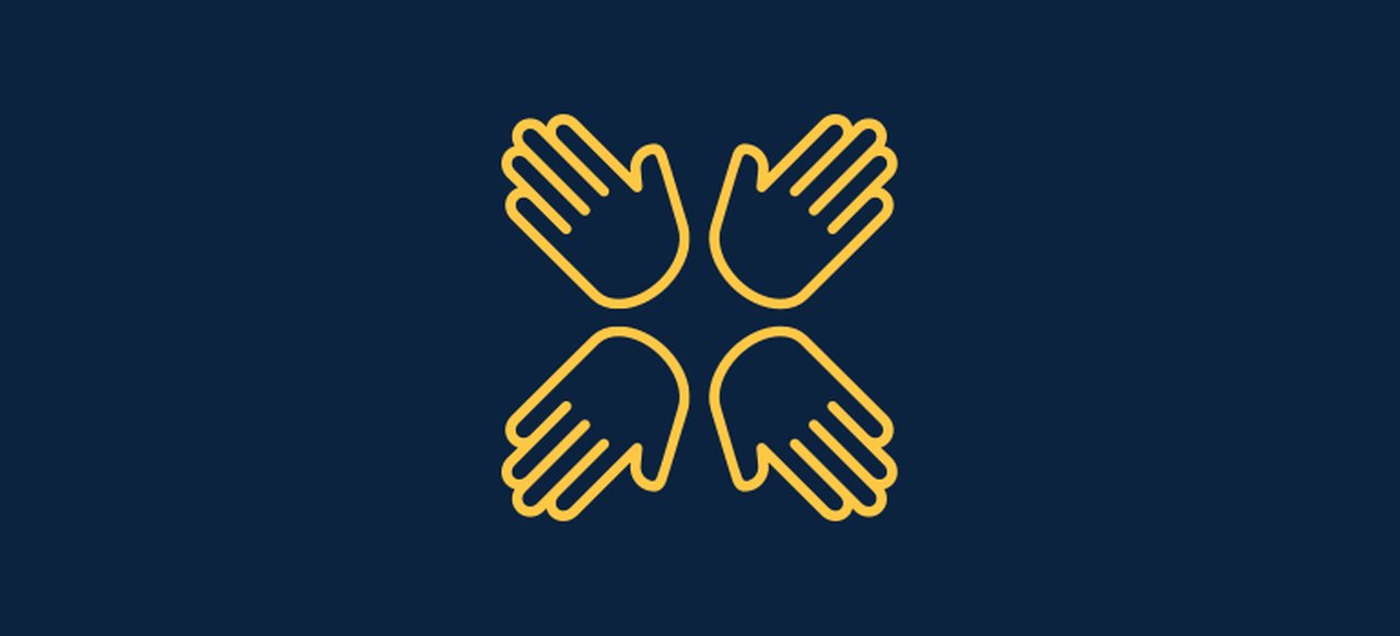 Symbol in the shape of four hands, which are side by side.