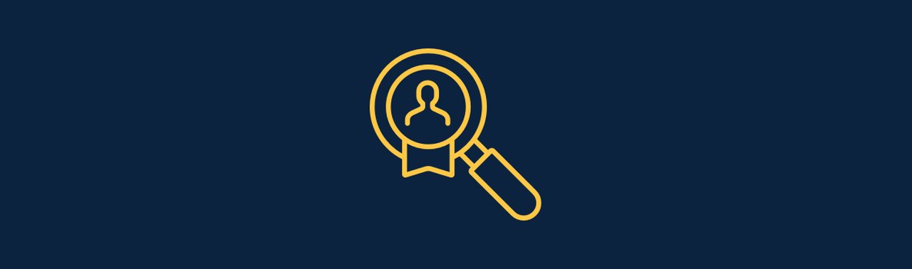 Symbol in the form of a loupe and a person inside of it.