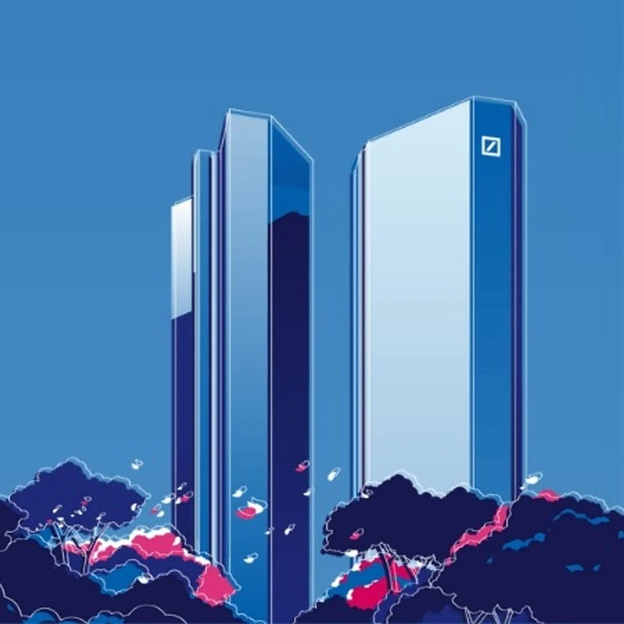 An illustration of Deutsche Bank Headquarters in Frankfurt.
