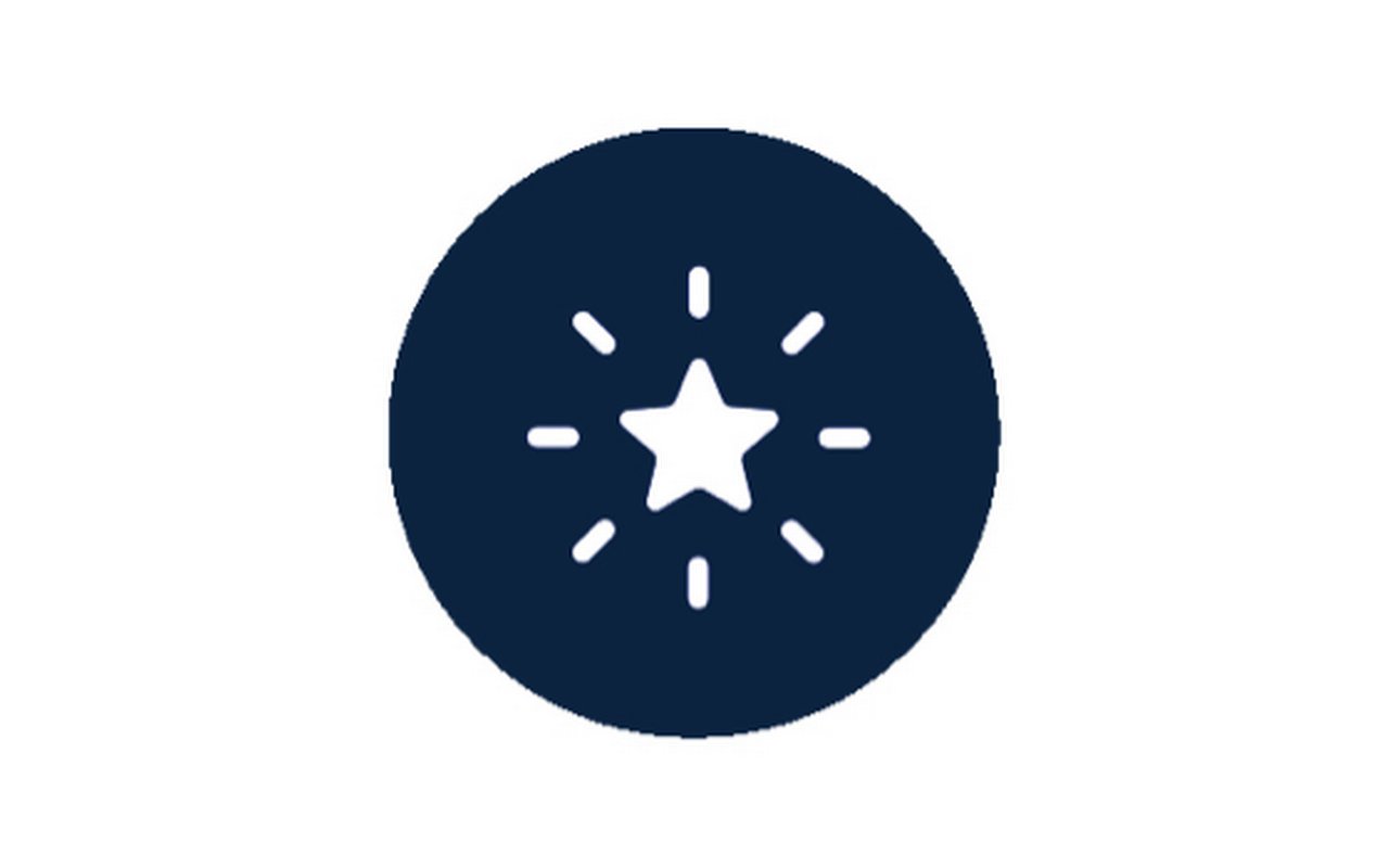 Symbol in the shape of a circle with a shining star inside.