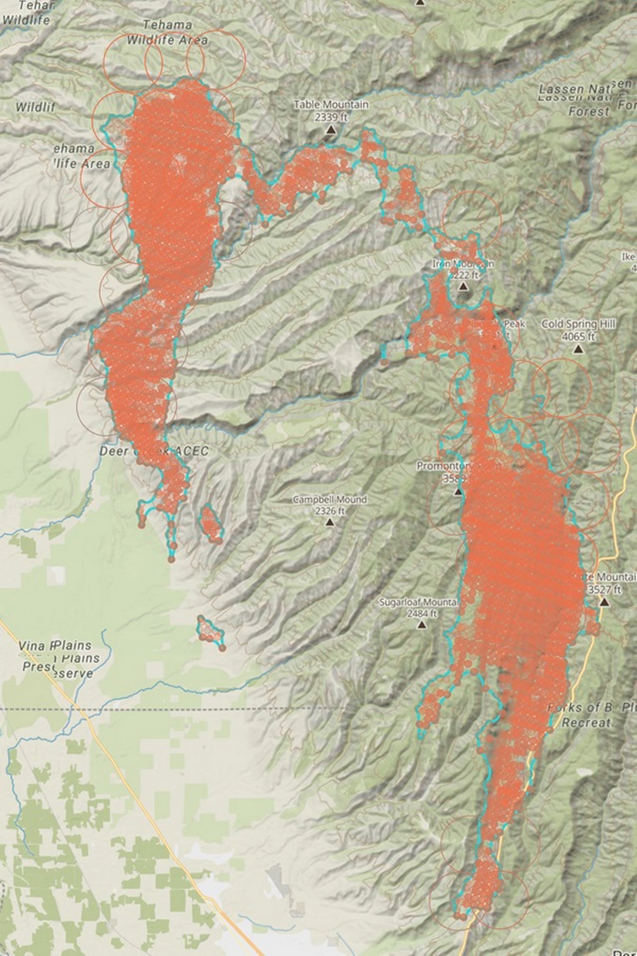 Branderkennung – Satelliten erkennen einen Brand in Kalifornien © Ororatech