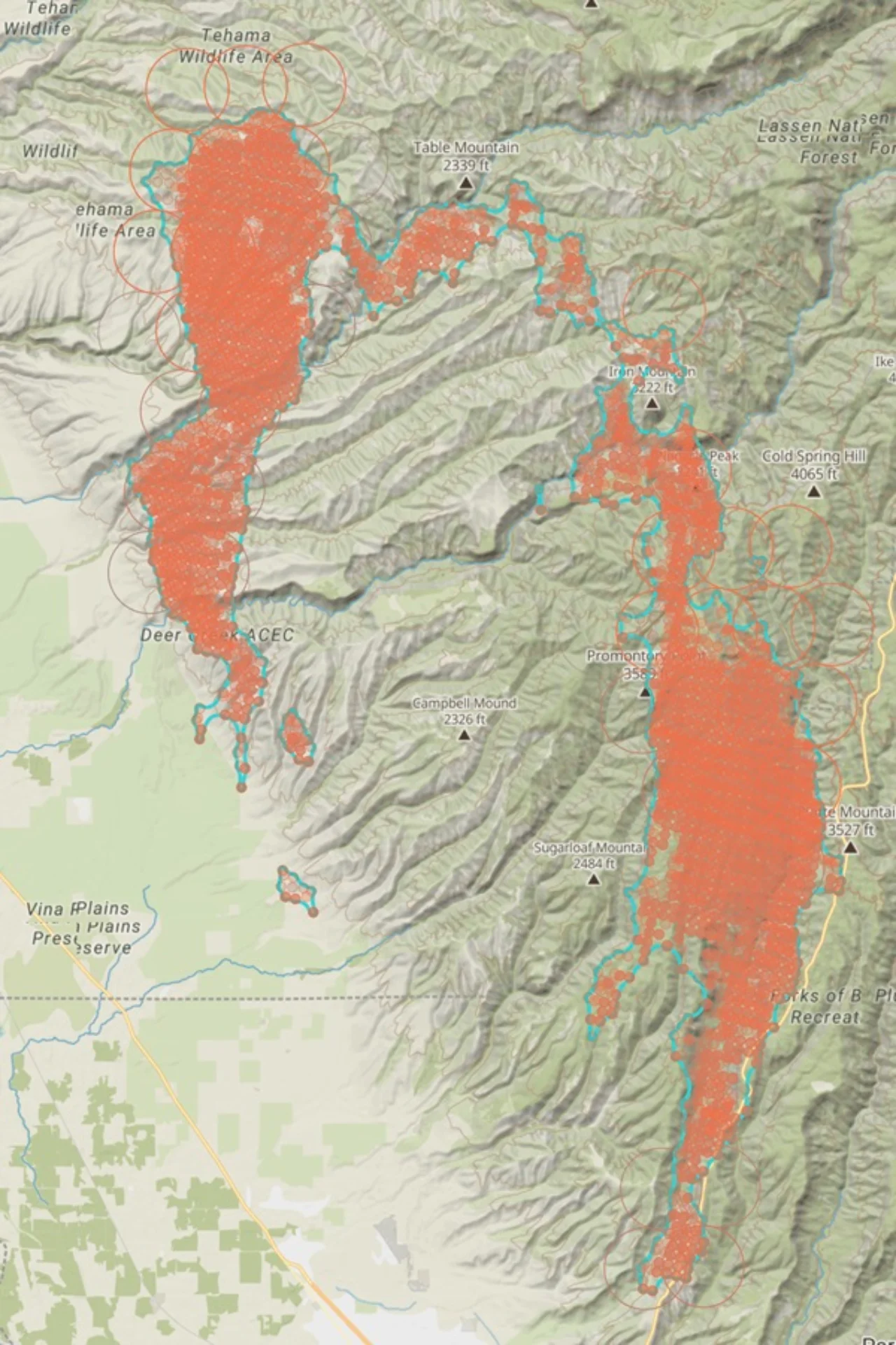 Branderkennung – Satelliten erkennen einen Brand in Kalifornien © Ororatech