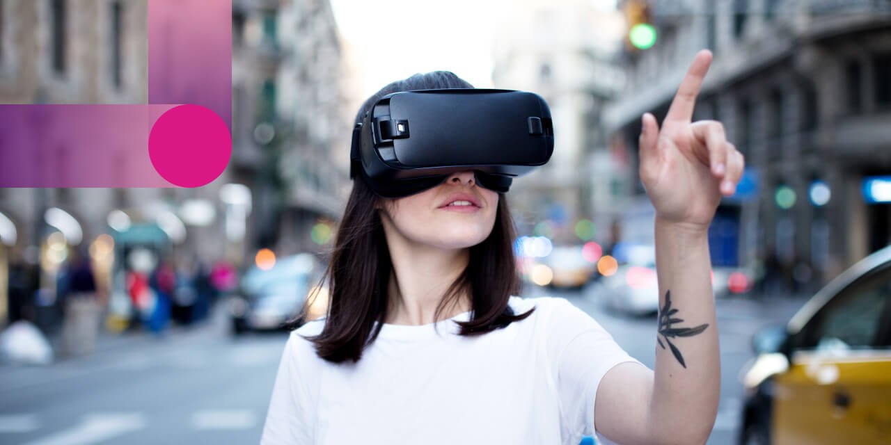 Woman shopping with VR glasses