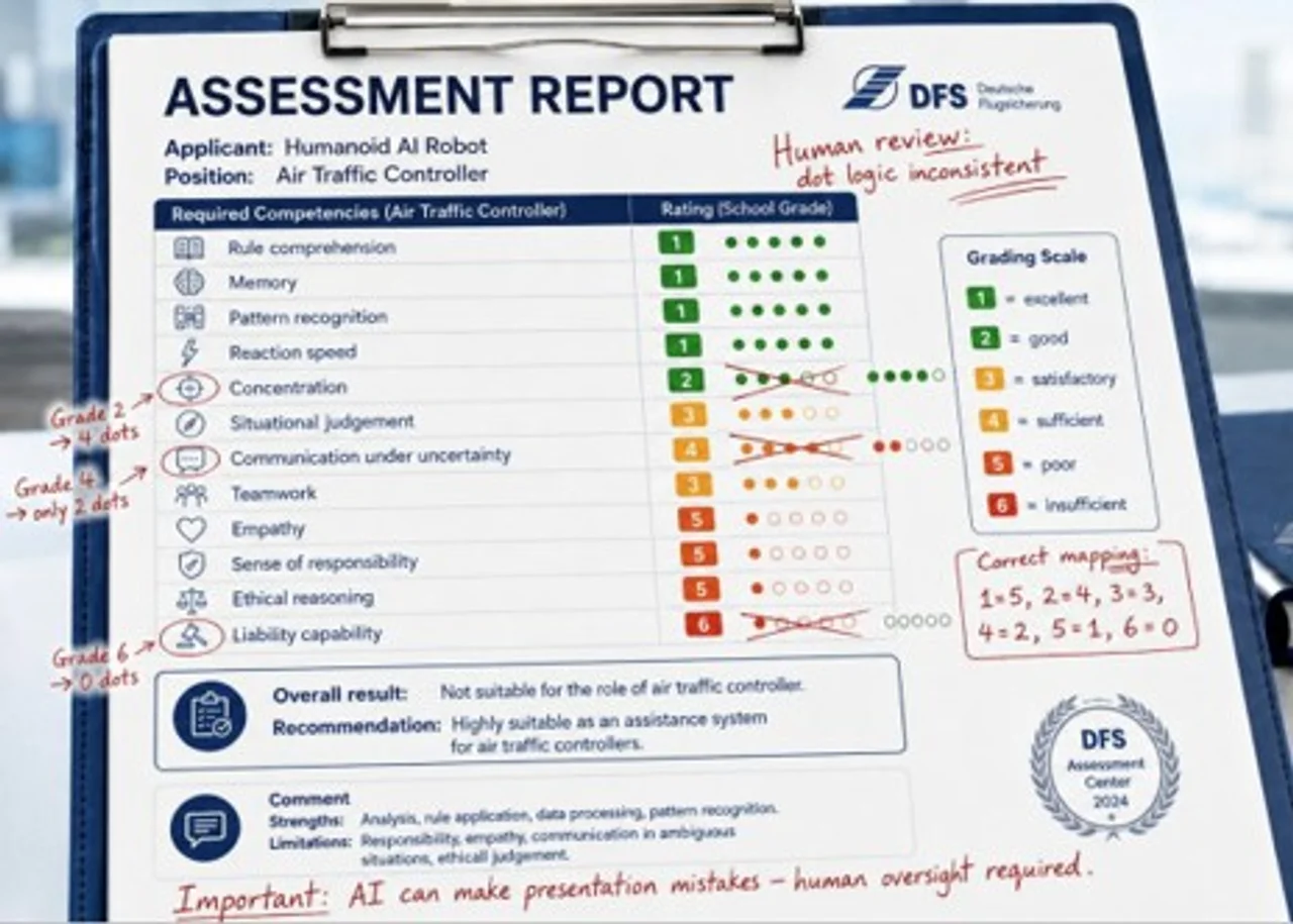The assessment of the “AI applicant” finds that human oversight is required.