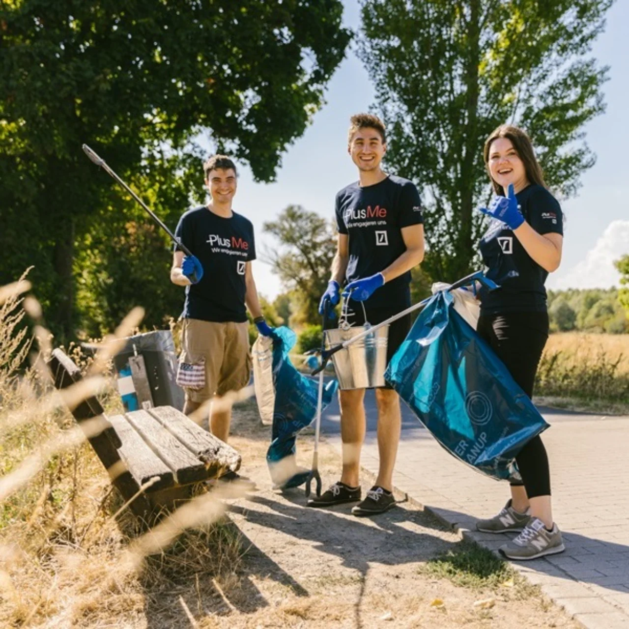 Ehrenamtliche Helfer säubern die Nidda