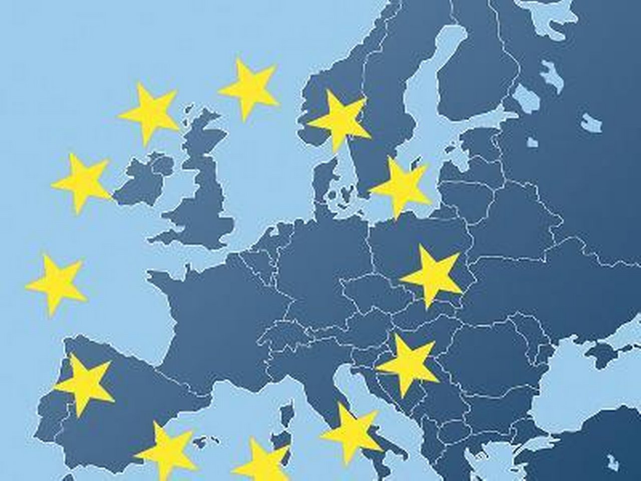 Map of Europe with circle of 12 gold stars