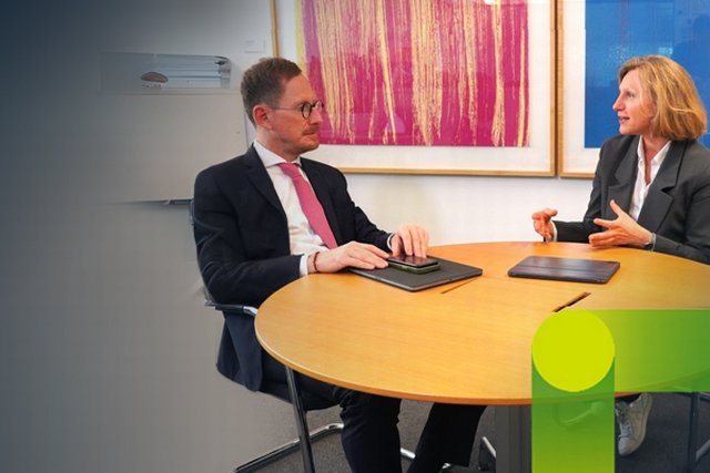Viktoriya Brand und Markus Müller diskutieren