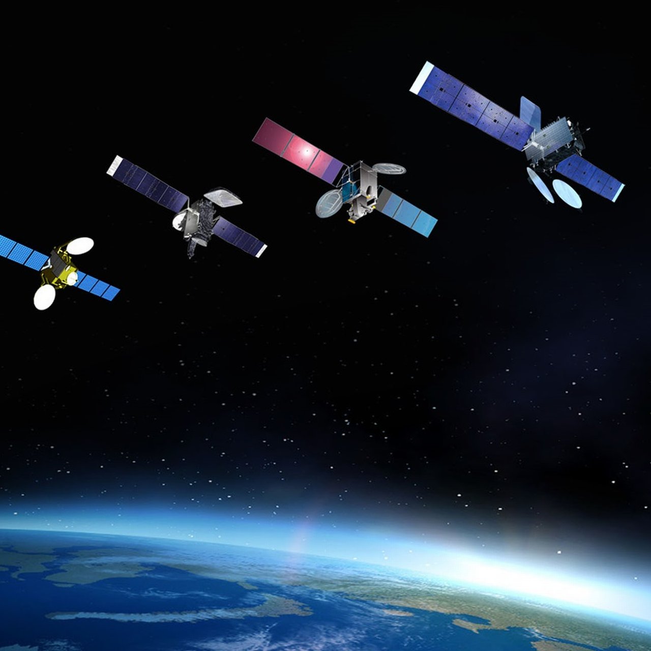 Satelliten in der Umlaufbahn der Erde.