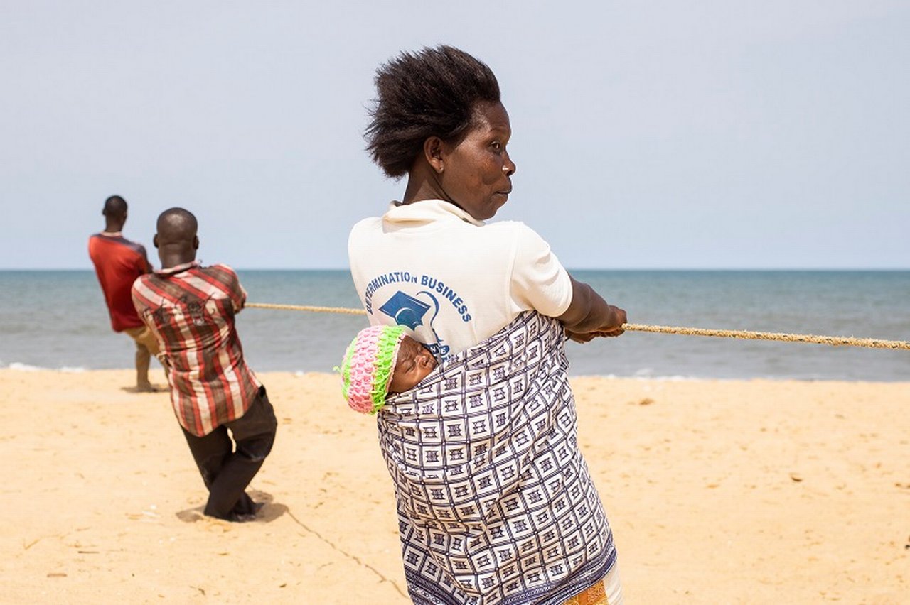 Fishermen by the sea, in close proximity to the town of Keta