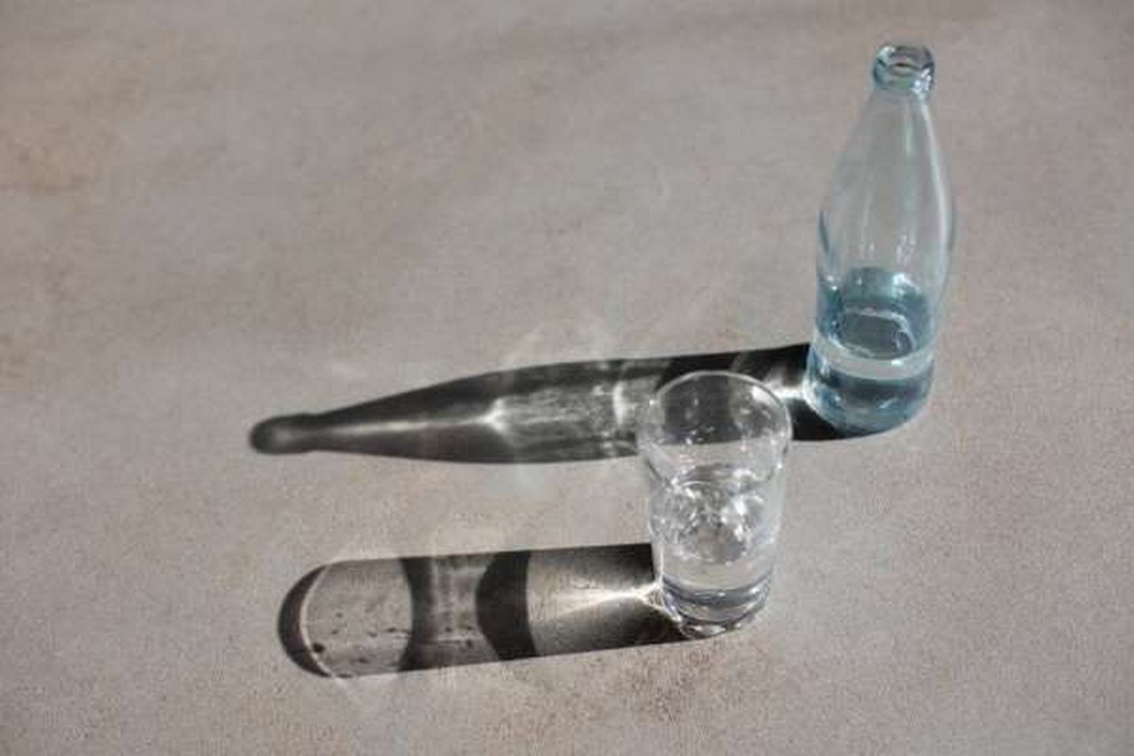Wasserflasche und -glass