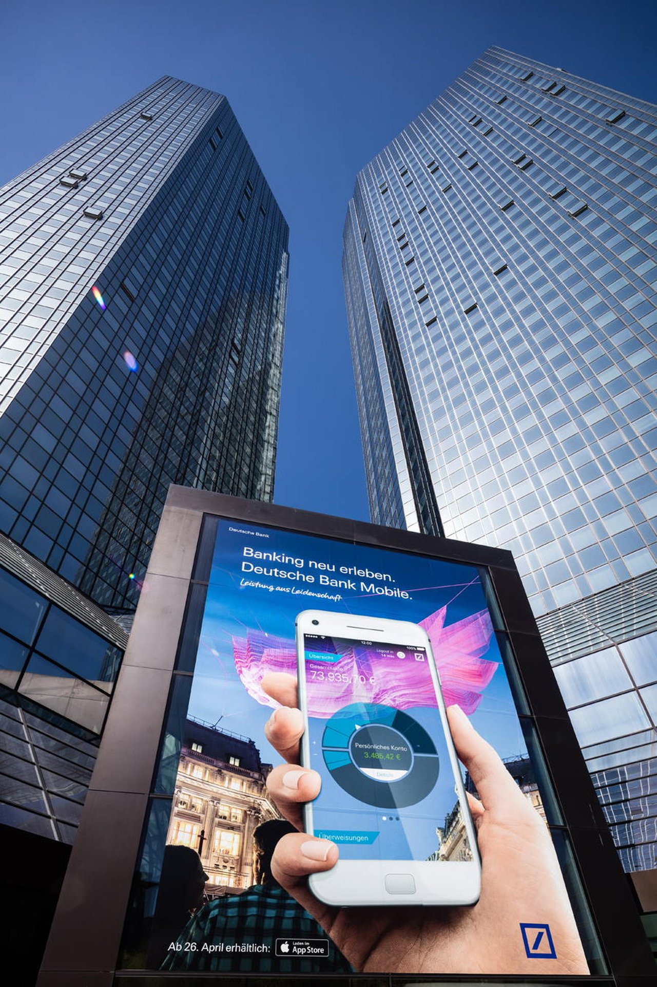 App banner at Deutsche Bank tower