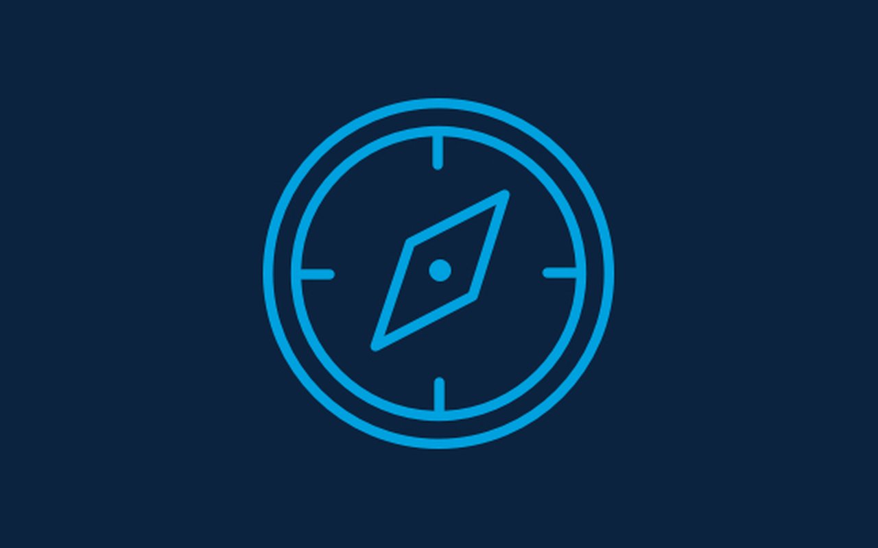 Symbol in Form eines Kompasses.