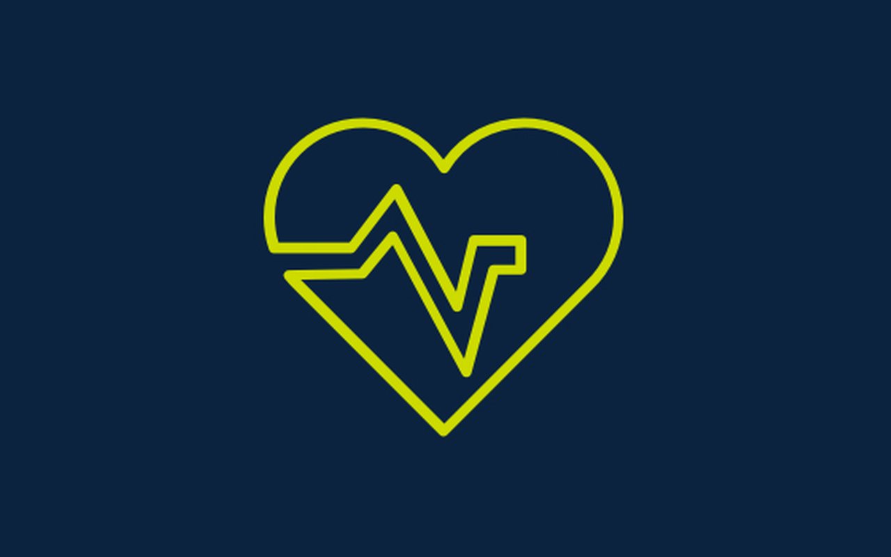 Symbol in the shape of a heart with pulse line.