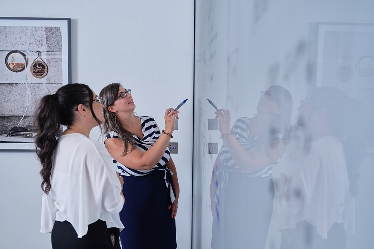 Hannah Longman at the whiteboard
