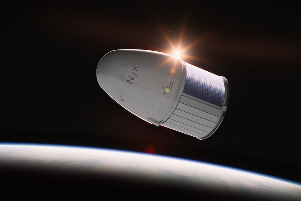 Nyx above earth in Low Earth Orbit – rendering – The Exploration Company