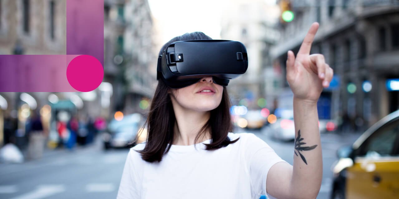 Metaverse woman with VR glasses