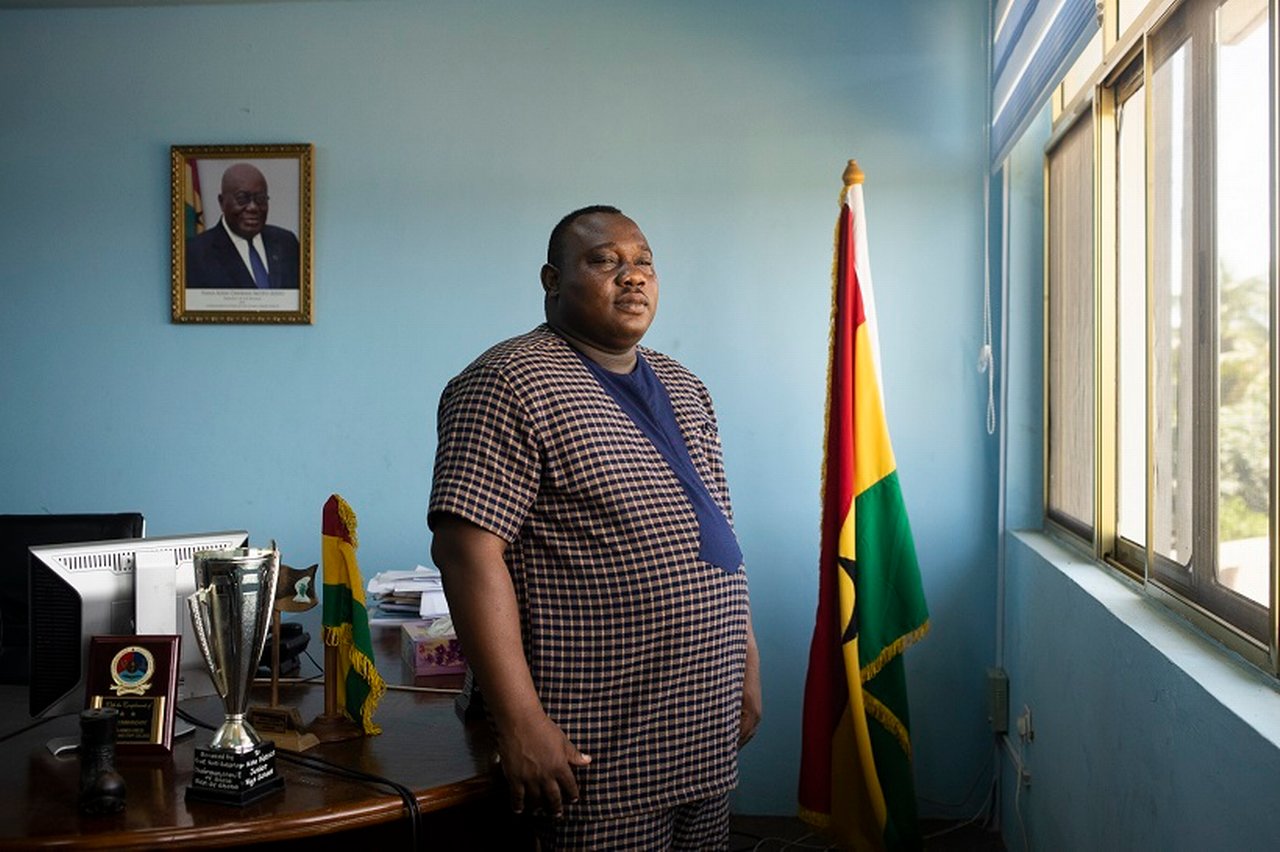 MCE Honorable Godwin Edudzi Effah, the Mayor of Keta, so to speak, in his office