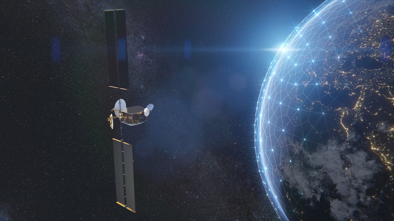 Thaicom satellite over earth
