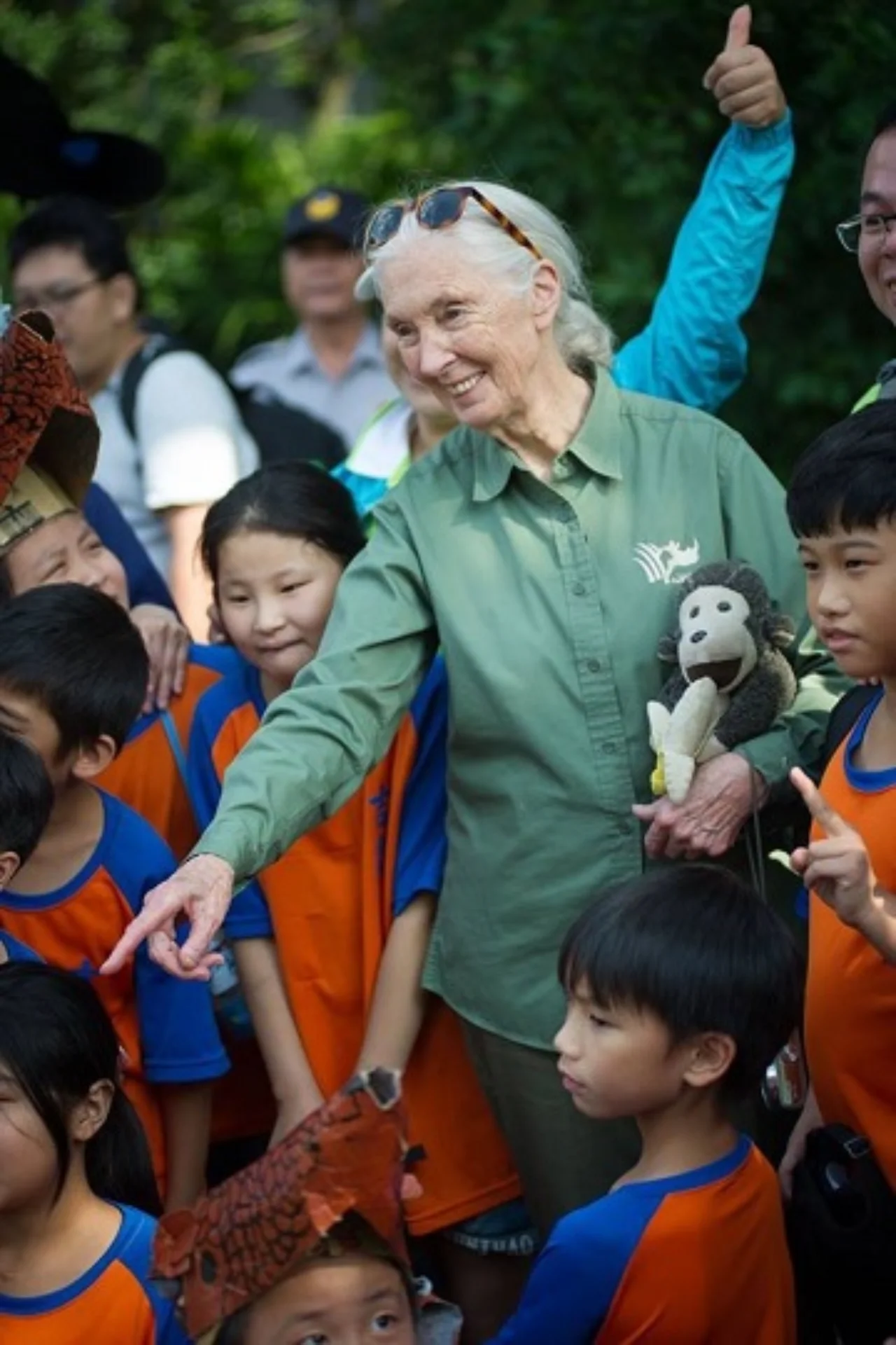 Dr. Jane Goodall with kids