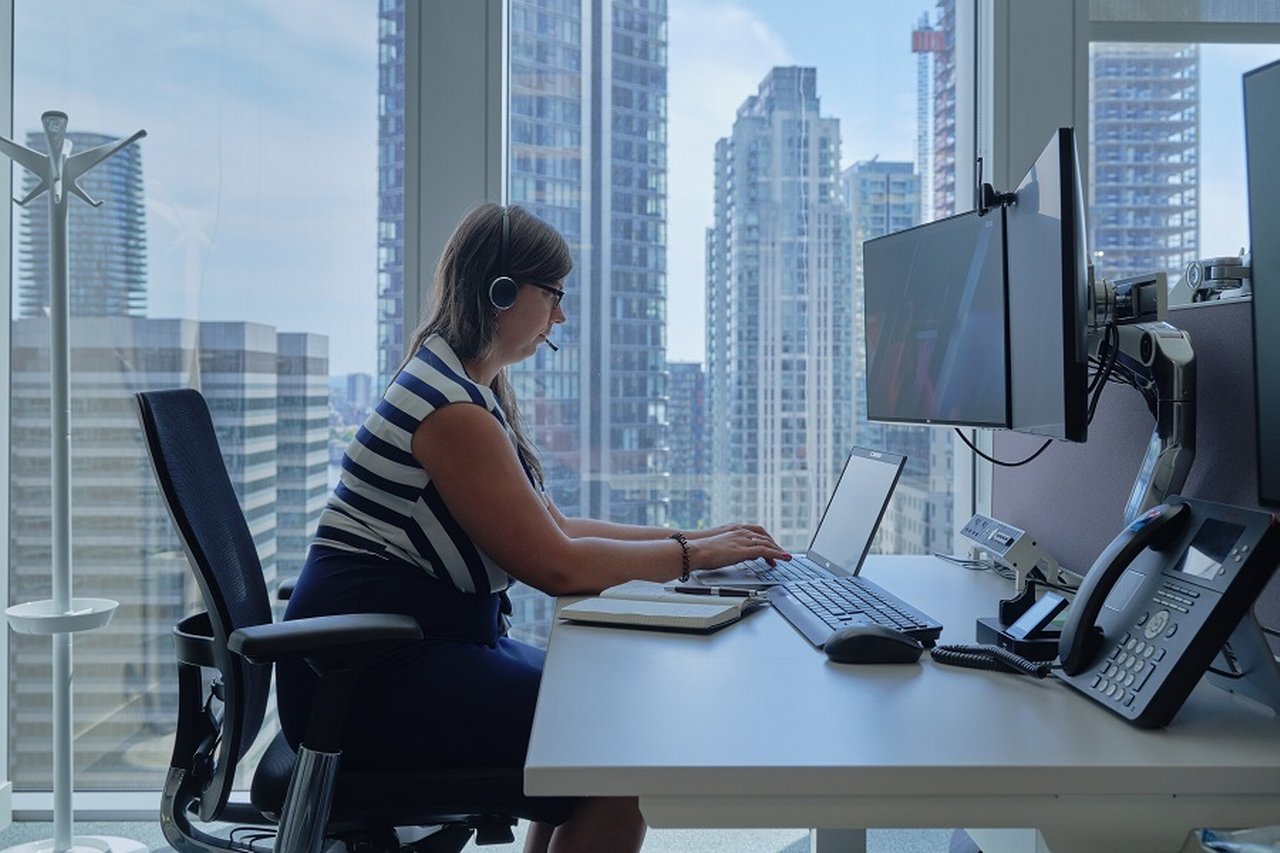 Hannah Longman at her desk