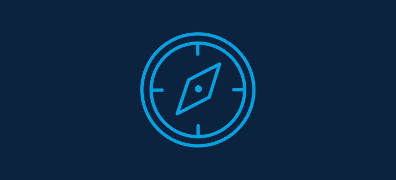 Symbol in Form eines Kompasses.