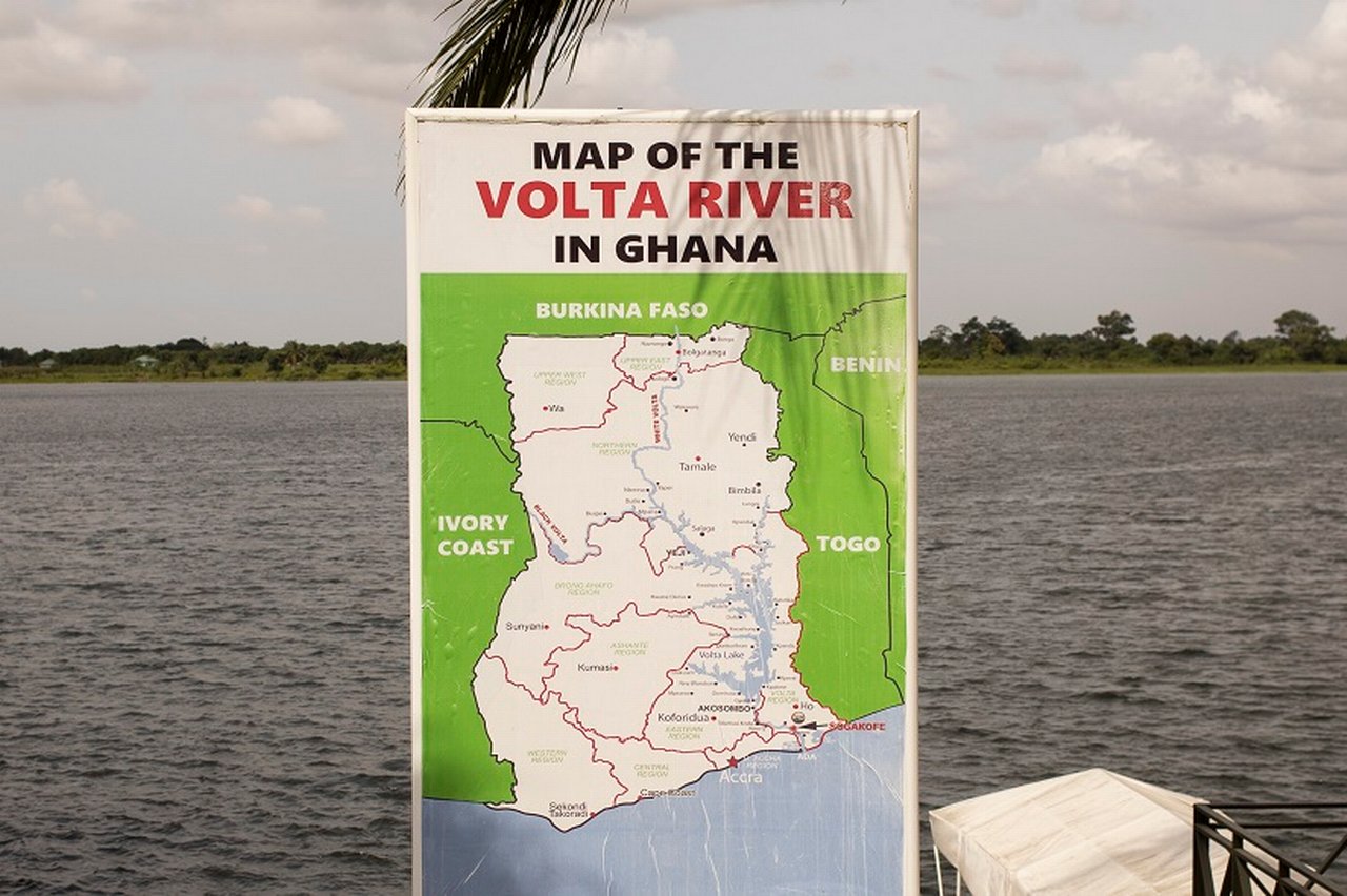 Map of the Volta region on the banks of the river