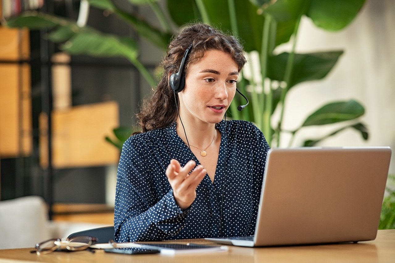 Female employee in a video call