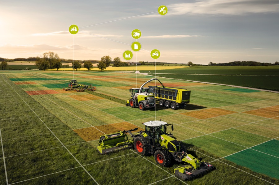 Claas connected field machines working