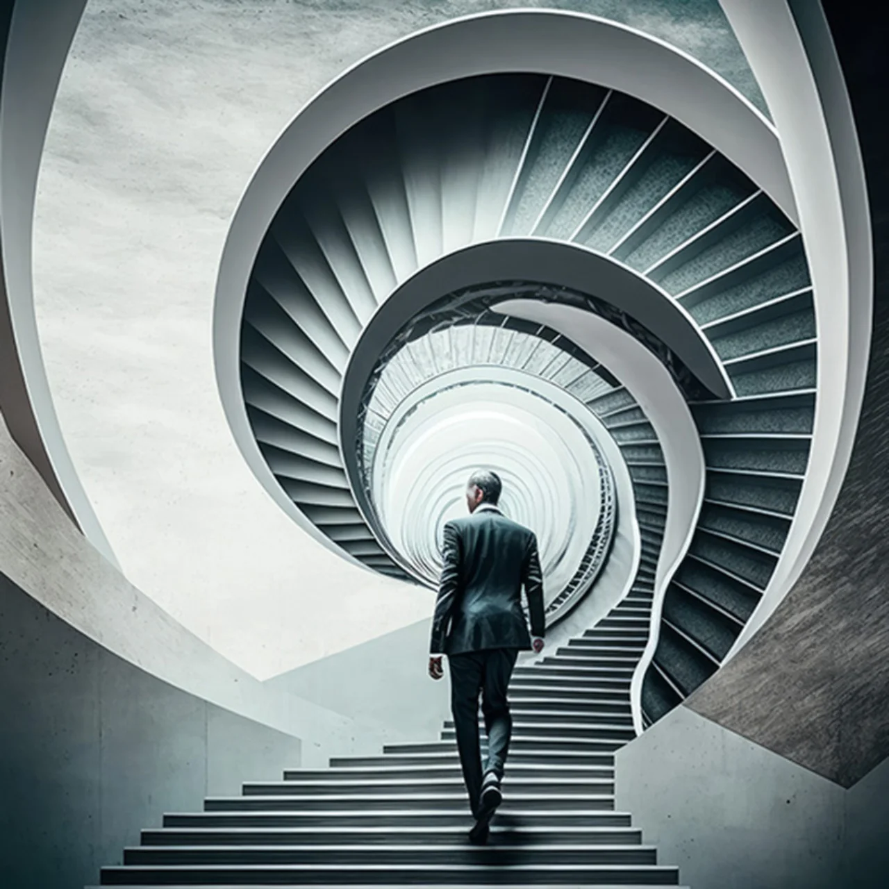 Mann Treppe steigend