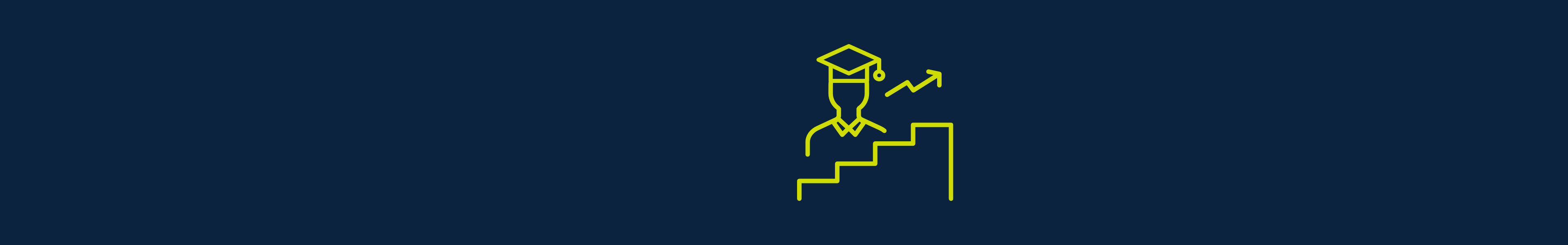 Symbol in Form eines Hochschulabsolventen und einer Wachstumslinie, die sich oberhalb der Treppe befinden.