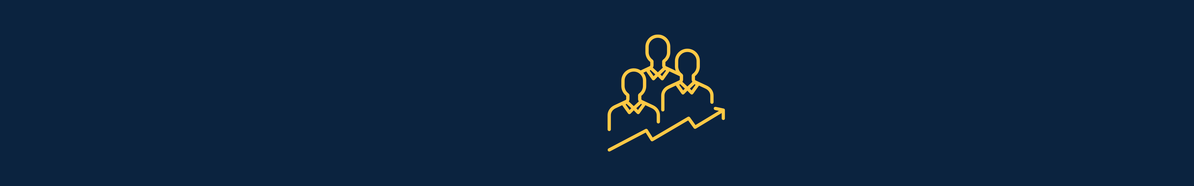 Symbol in the shape of three people and a growth line at the bottom.