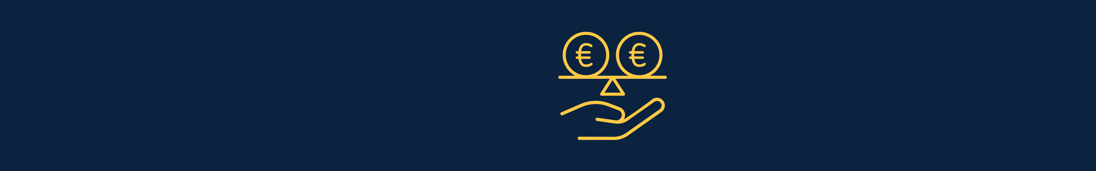 Symbol in Form einer Hand, die eine Waage mit zwei Münzen hält.
