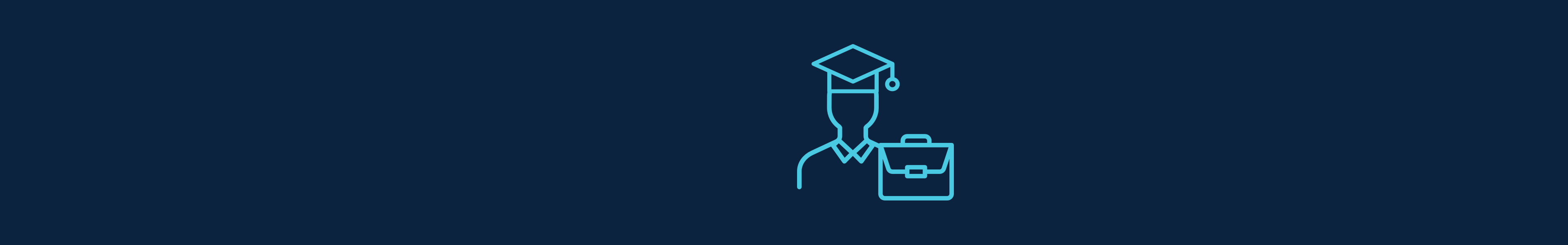 Symbol in the form of a university graduate and a briefcase on the side.