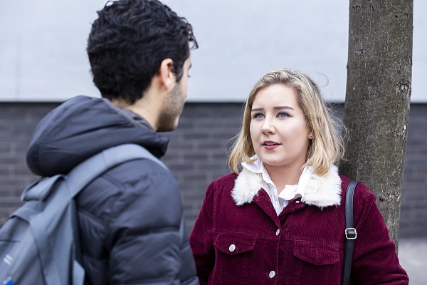 two people looking at each other