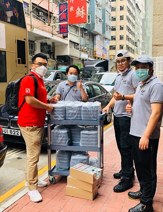 Hong Kong employees on street