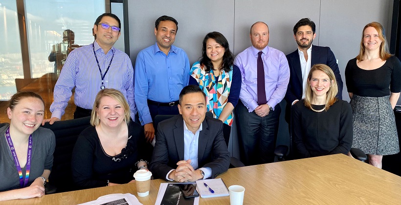 From left to right: Back – Geoffrey Yeung, Siddhartha Hari, Candice Cheng, Stuart Harding, Pietro Ciani and Claire Coleman. Front – Michelle Tennant, Vicki Noblett, Christopher Chan and Anna Lindfield
