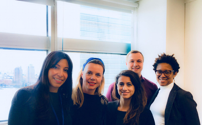 Claudia Coppenolle (2nd from left) with speakers from the United Nations Development Programme in Virtual Career Lab