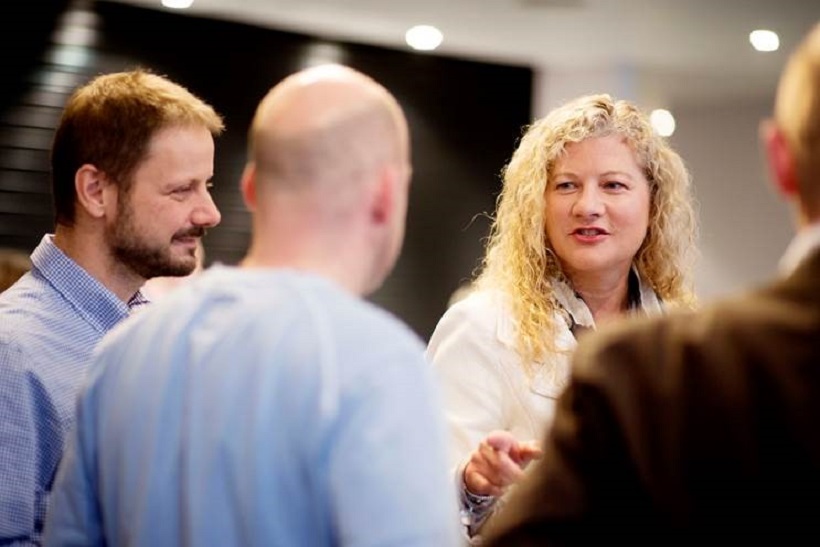 Kim Hammonds in discussion with participants in the GEE programme