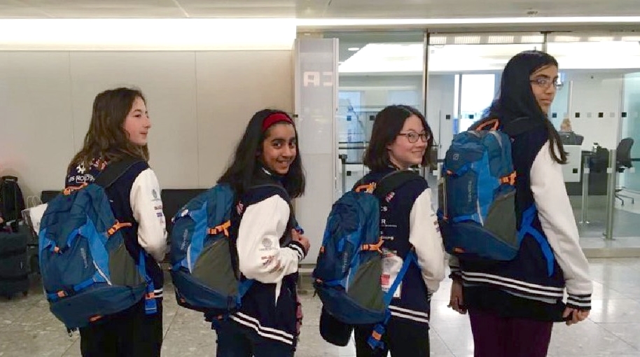 The girls on their way to the world final in Louisville, Kentucky, US