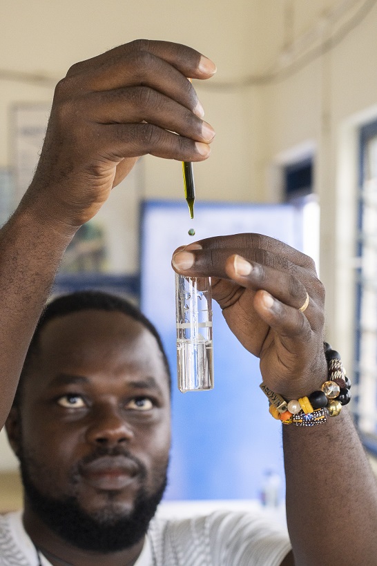 Nathaniel Amisah Ebo, head of the Agordome plant laboratory